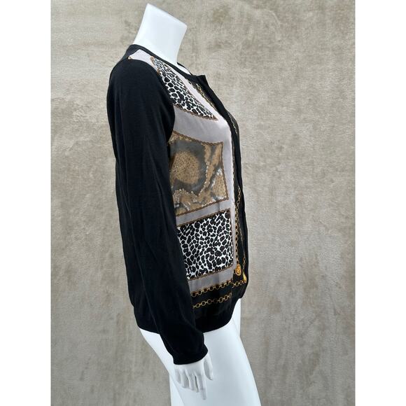 Chi by Falchi Sweater Womens Medium Silk Cashmere Knit Cardigan Quiet Luxury - Picture 3 of 12